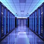 Server racks in server room data center